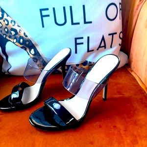 Black Aldo Heeled Sandals (Patent)